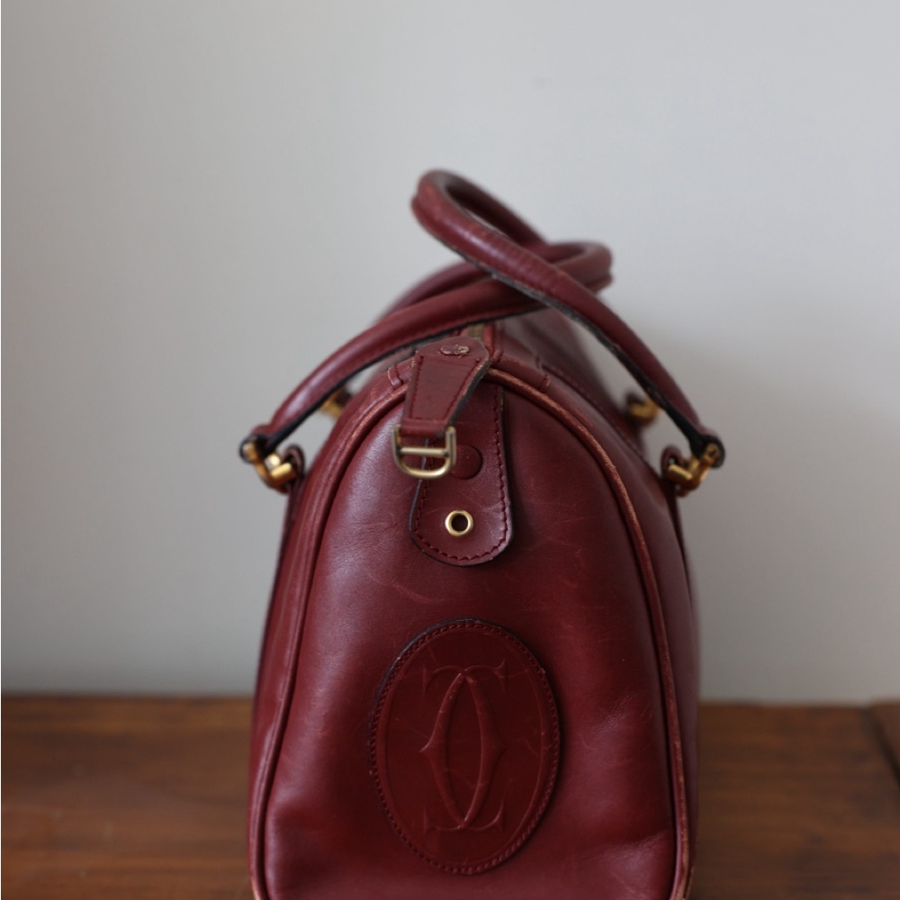 Cartier Burgundy Leather Satchel with Gold Hardware - Picture 8 of 10
